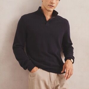 Naadam Quarter Button Down Sweater Navy Medium New With Tags